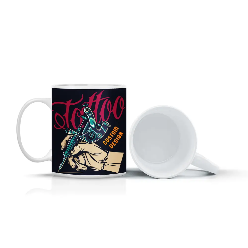 Tattoo Machine Hand Custom Design Dark Background – Mugs
