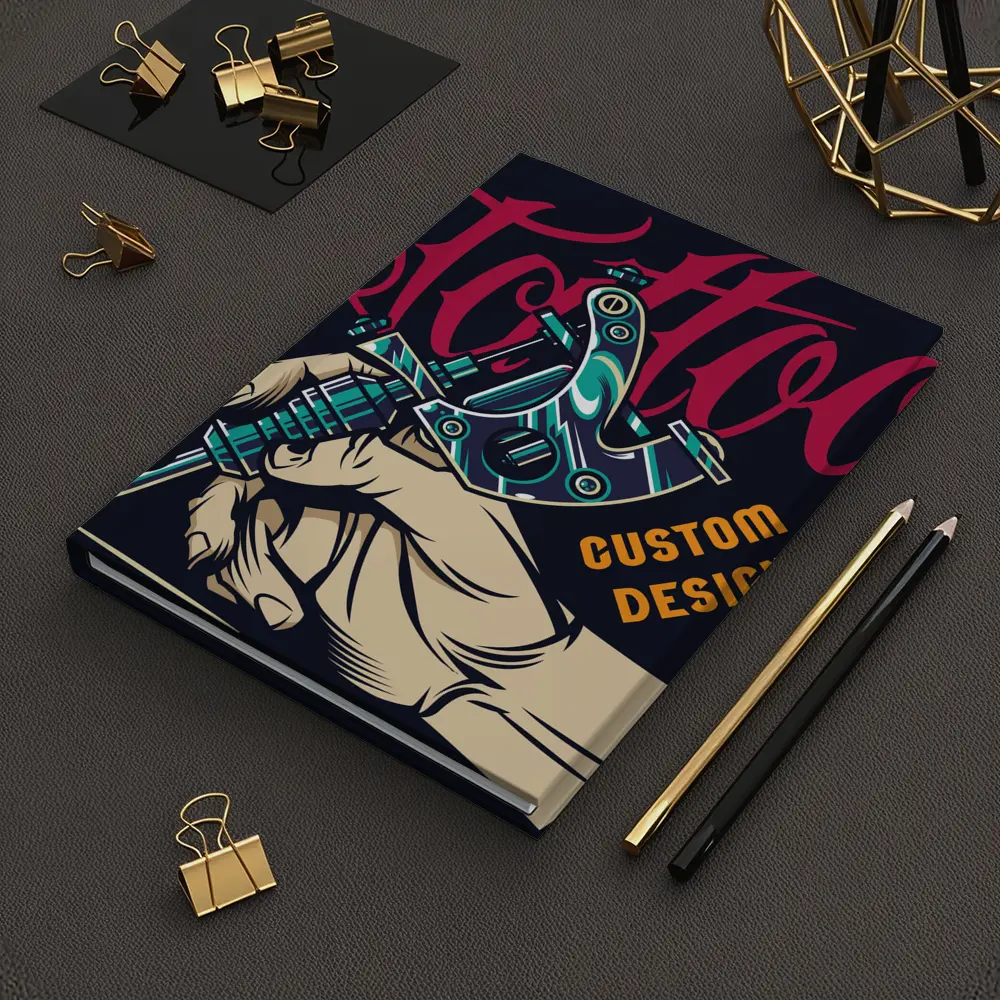 Tattoo Machine Hand Custom Design Dark Background – Notebooks
