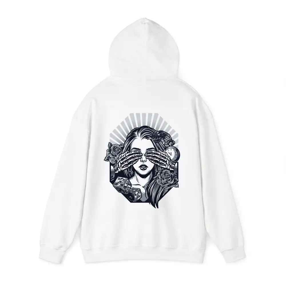 Skeleton Hands Woman Roses Dice Tattoo Art – Hoodies