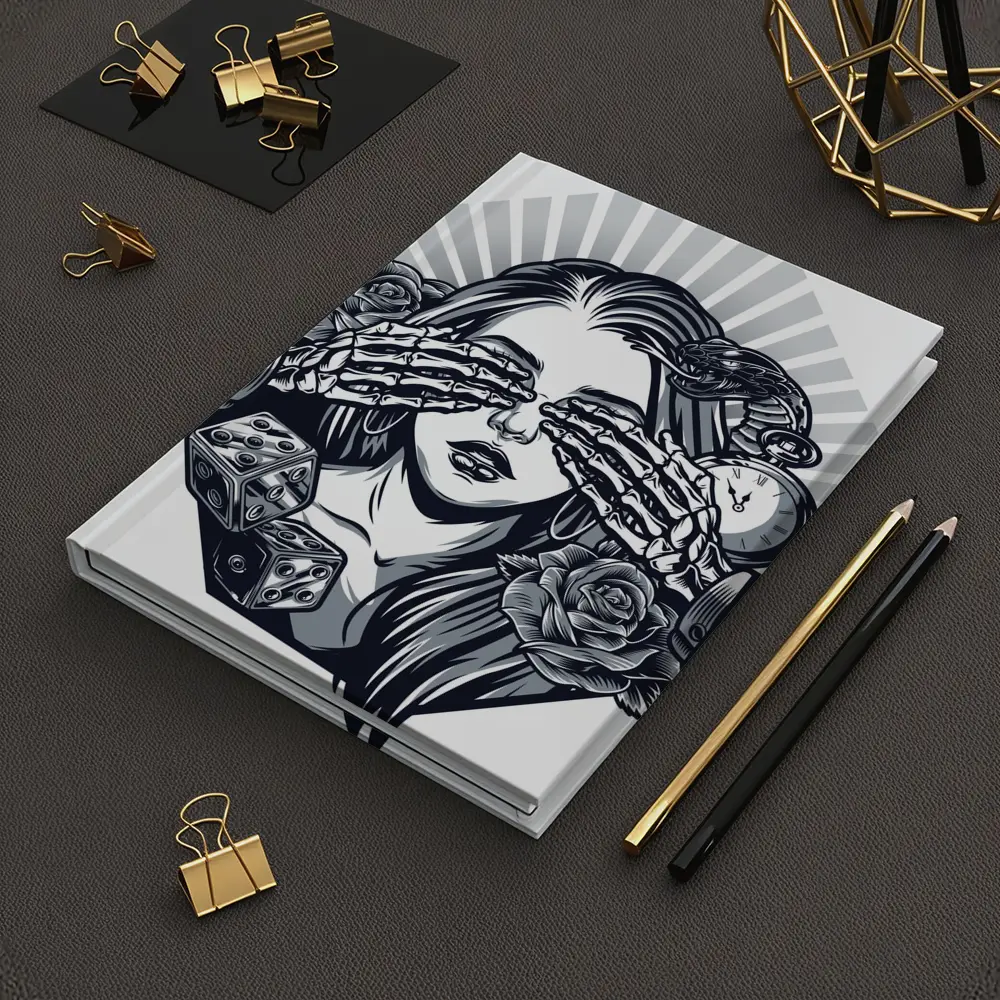 Skeleton Hands Woman Roses Dice Tattoo Art – Notebooks