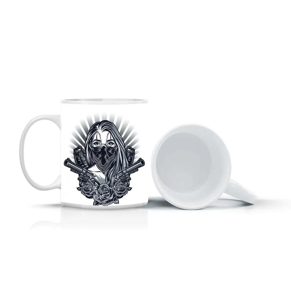 Gangster Girl Bandana Crossed Guns Roses – Mugs