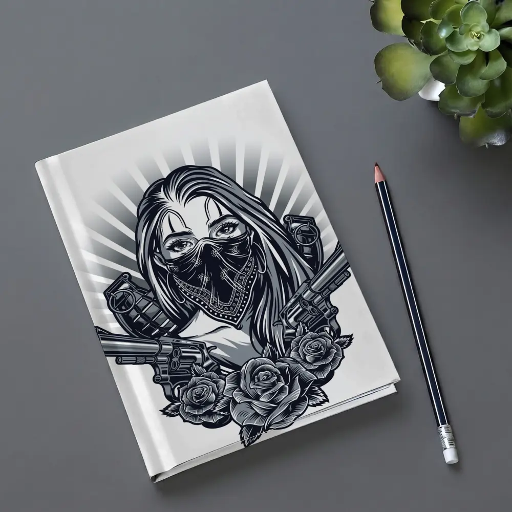 Gangster Girl Bandana Crossed Guns Roses – Notebooks