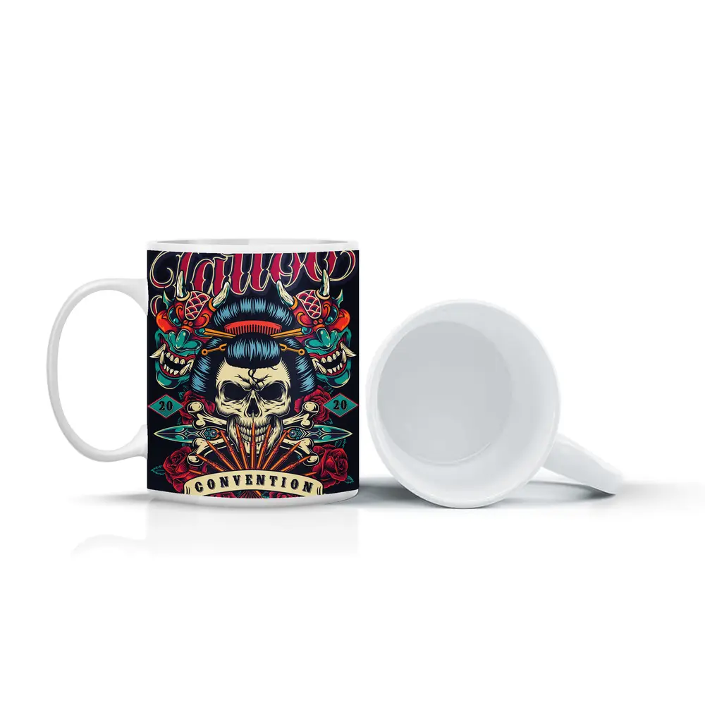Geisha Skull Tokyo Tattoo Convention Dark Art – Mugs