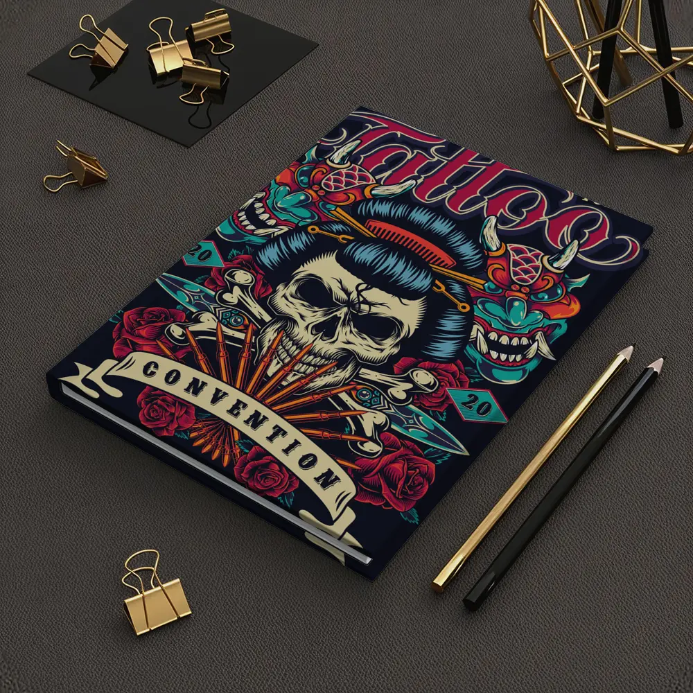 Geisha Skull Tokyo Tattoo Convention Dark Art – Notebooks