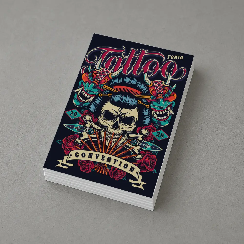 Geisha Skull Tokyo Tattoo Convention Dark Art – Postcards