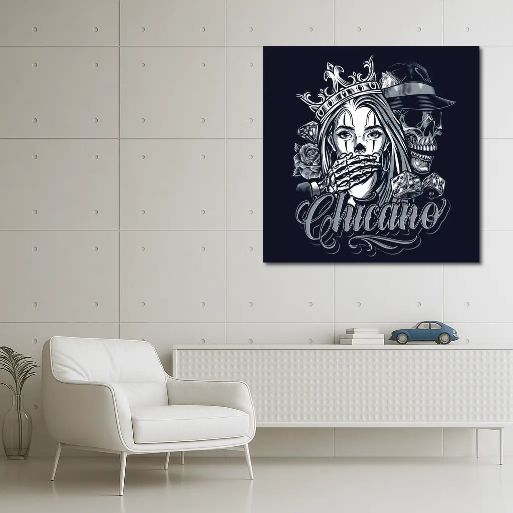 Chicano Skull Crown Queen Tattoo Art – Wall Art