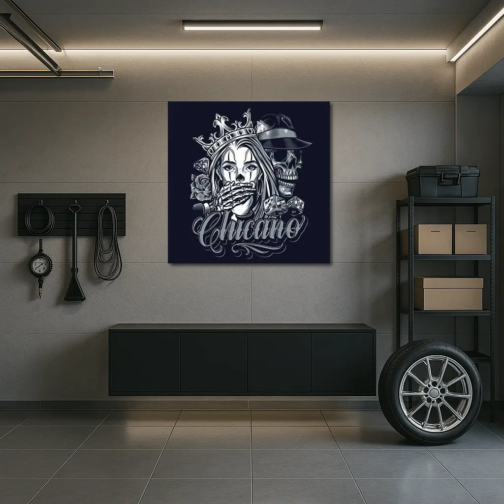 Chicano Skull Crown Queen Tattoo Art – Wall Art