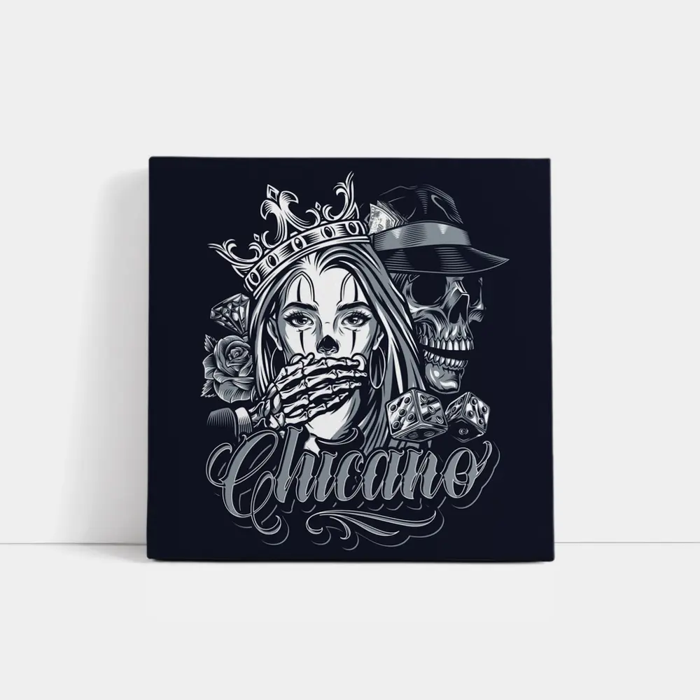 Chicano Skull Crown Queen Tattoo Art – Wall Art