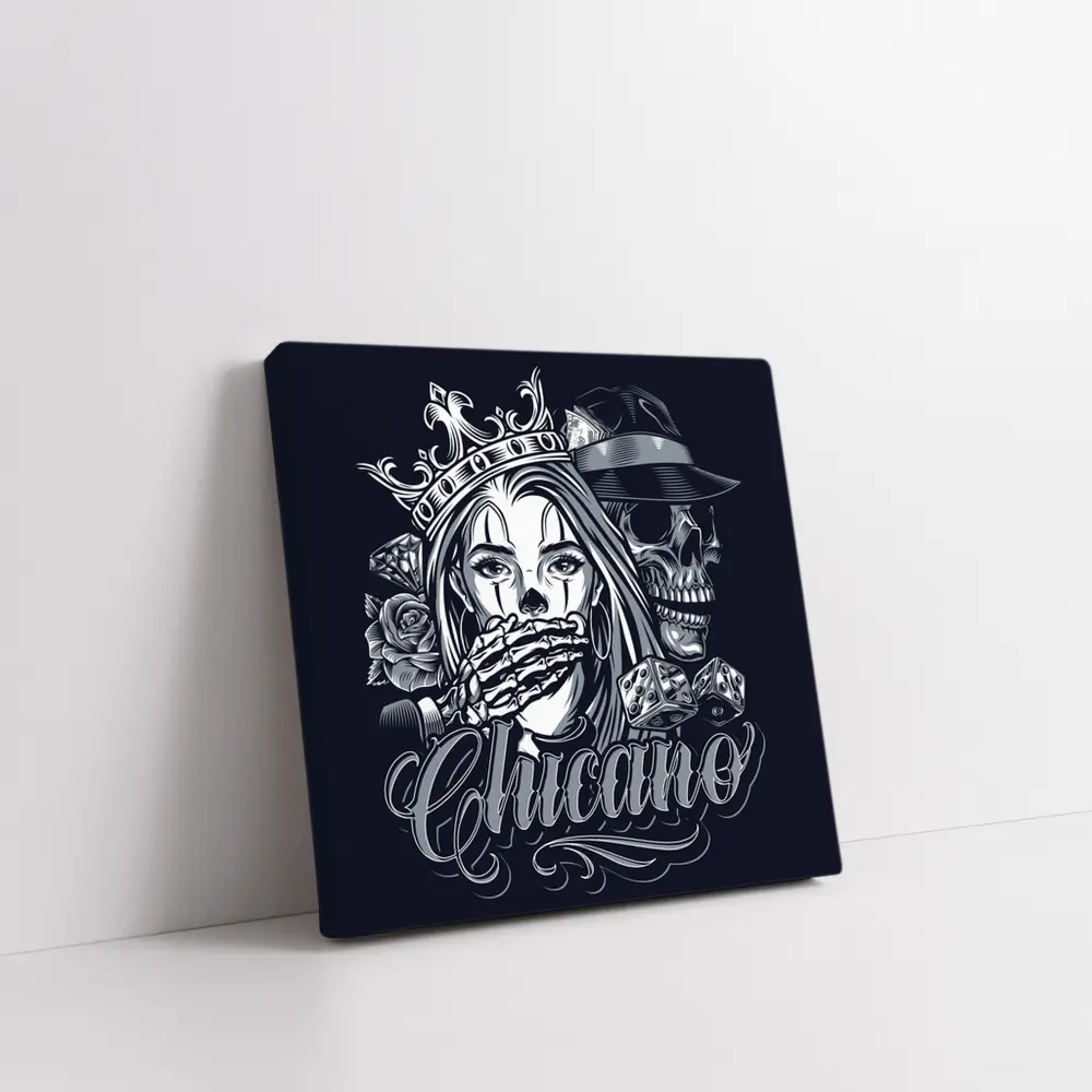 Chicano Skull Crown Queen Tattoo Art – Wall Art