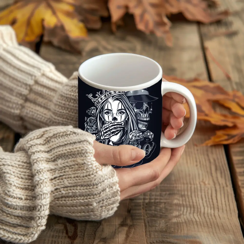 Chicano Skull Crown Queen Tattoo Art – Mugs