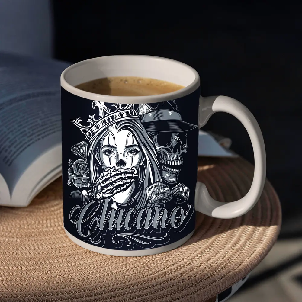 Chicano Skull Crown Queen Tattoo Art – Mugs