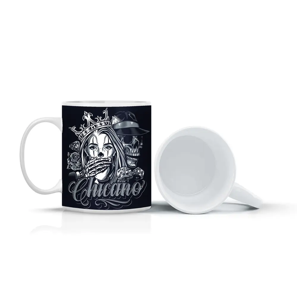 Chicano Skull Crown Queen Tattoo Art – Mugs
