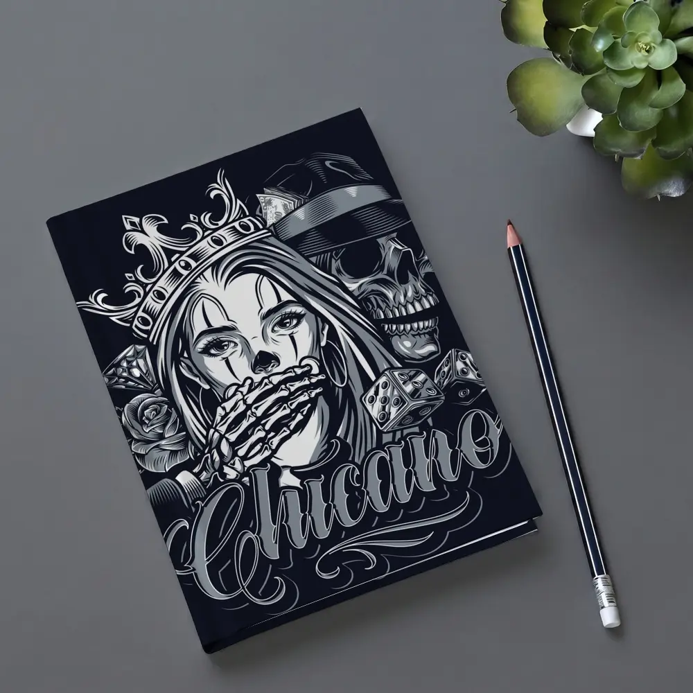 Chicano Skull Crown Queen Tattoo Art – Notebooks