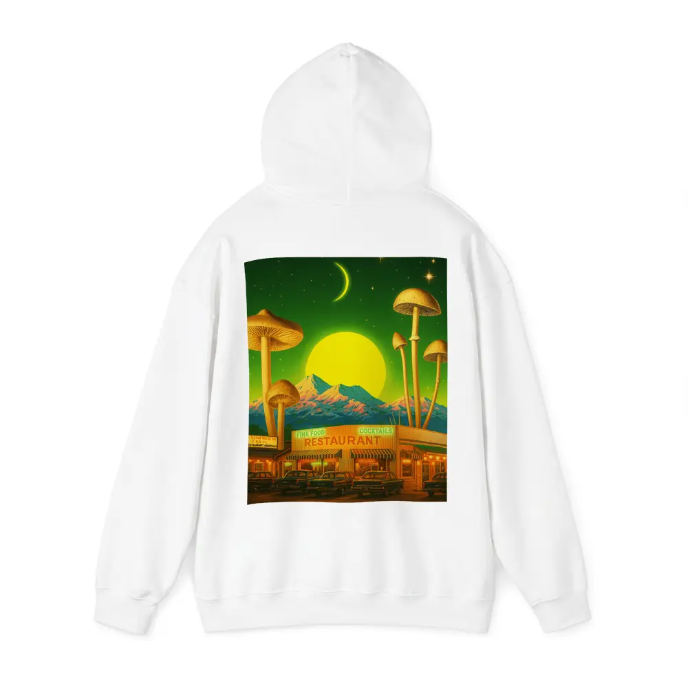 Surreal Mushroom Restaurant Retro Night Scene – Hoodies