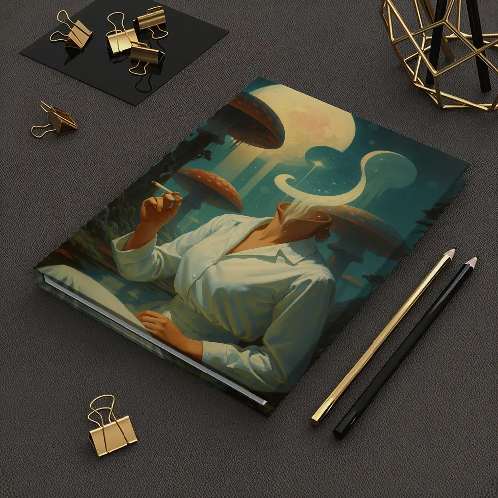 Surreal Woman Smoking Giant Mushroom Forest – Notebooks
