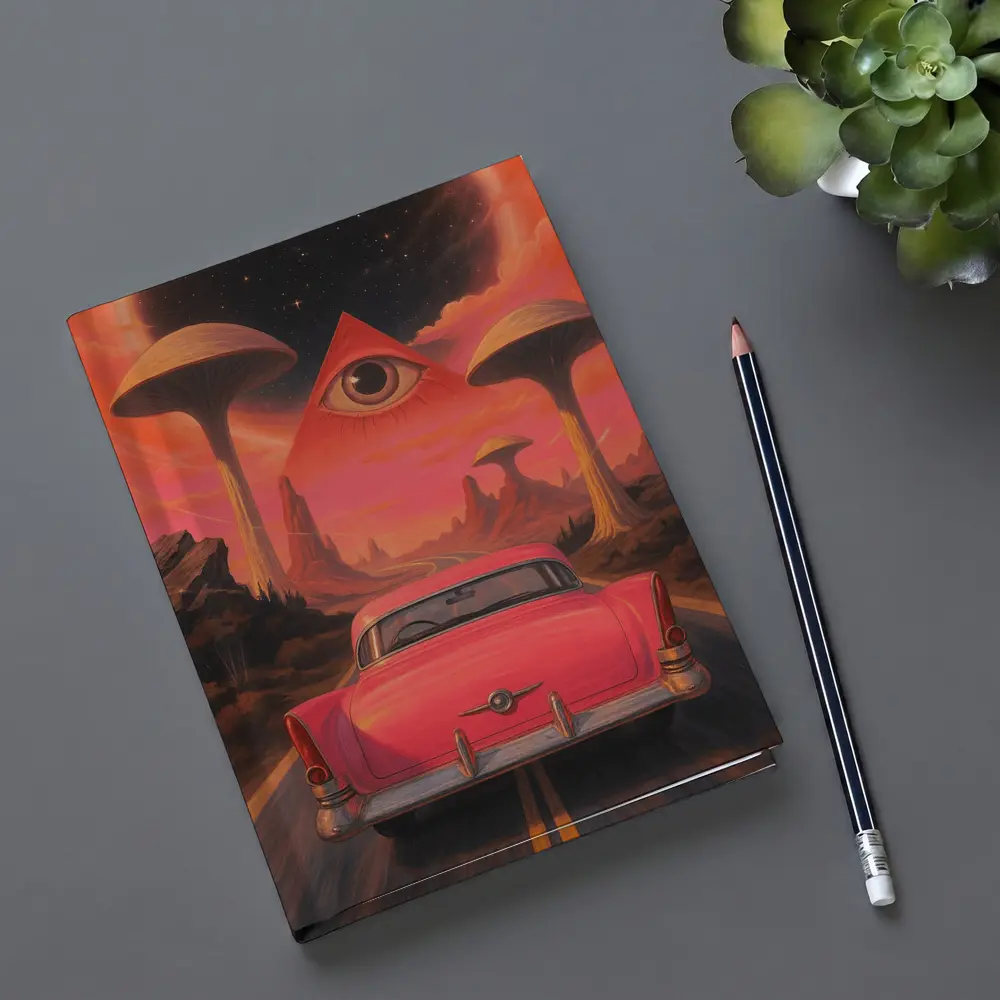 Retro Classic Car Surreal Desert Eye – Notebooks