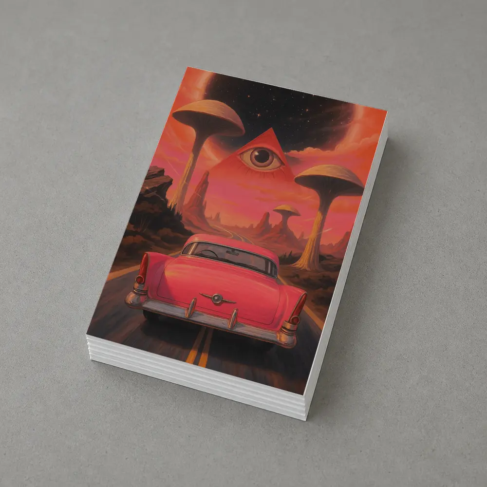 Retro Classic Car Surreal Desert Eye – Postcards