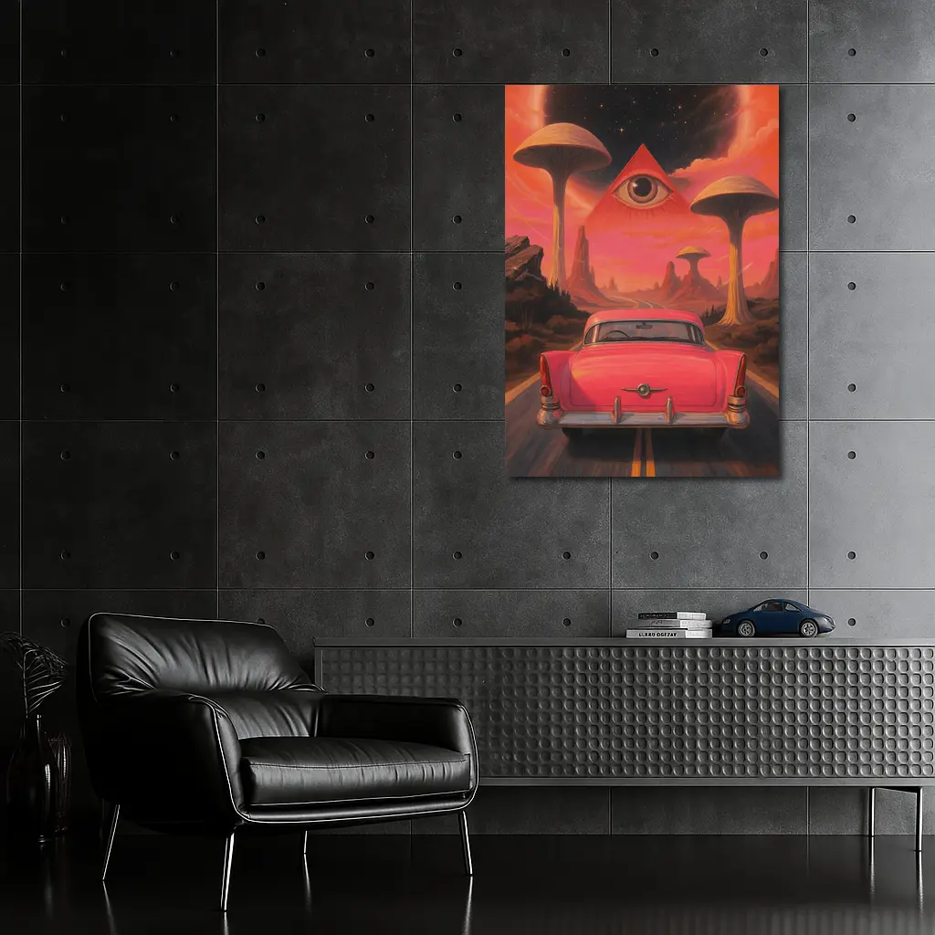Retro Classic Car Surreal Desert Eye – Wall Art