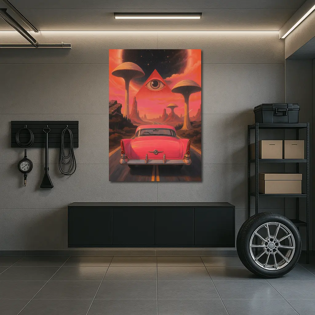 Retro Classic Car Surreal Desert Eye – Wall Art