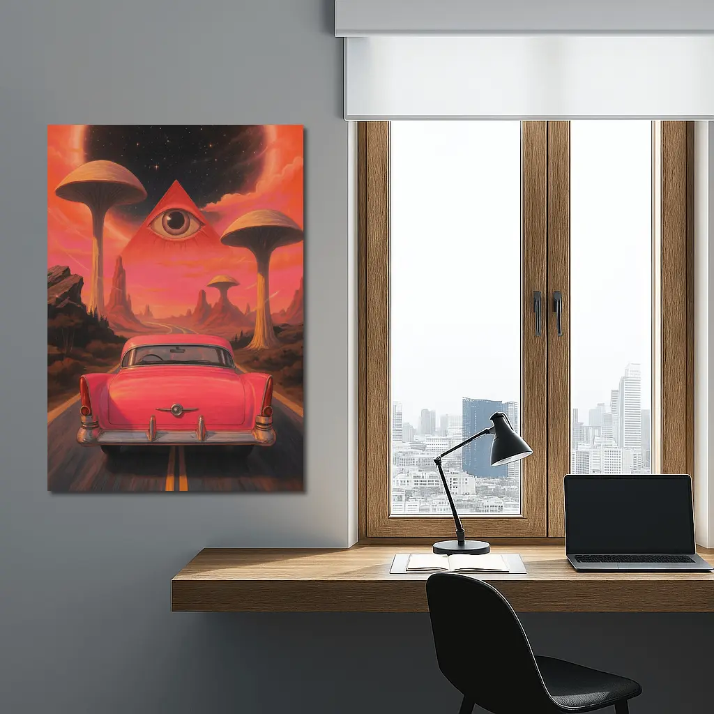 Retro Classic Car Surreal Desert Eye – Wall Art