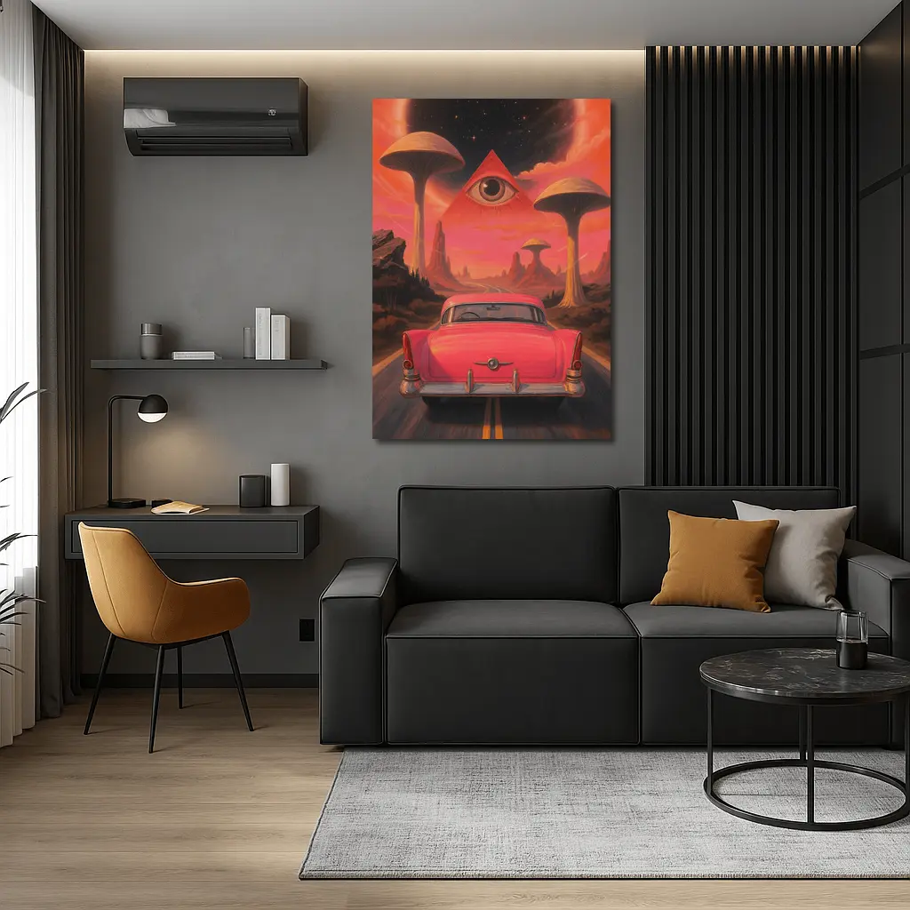 Retro Classic Car Surreal Desert Eye – Wall Art