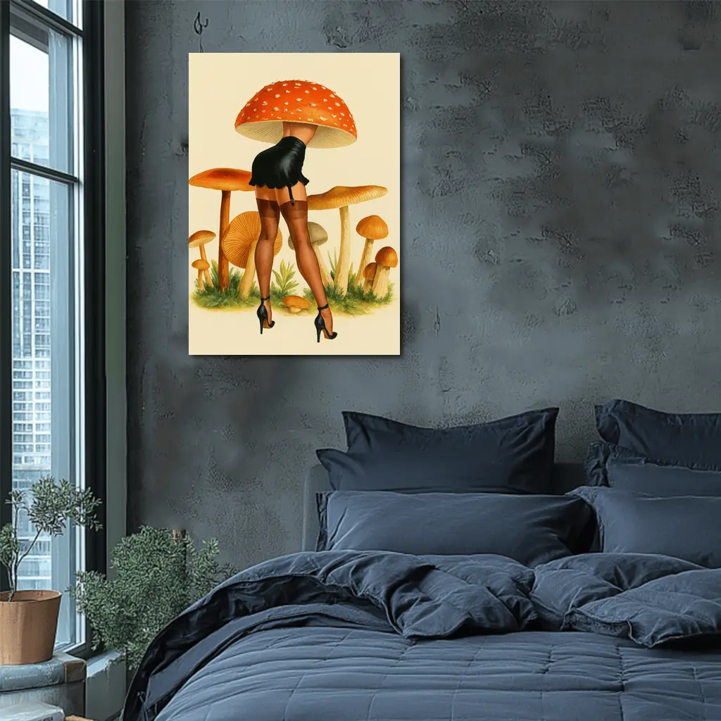 Mushroom Head Pin Up Woman Retro Art – Wall Art