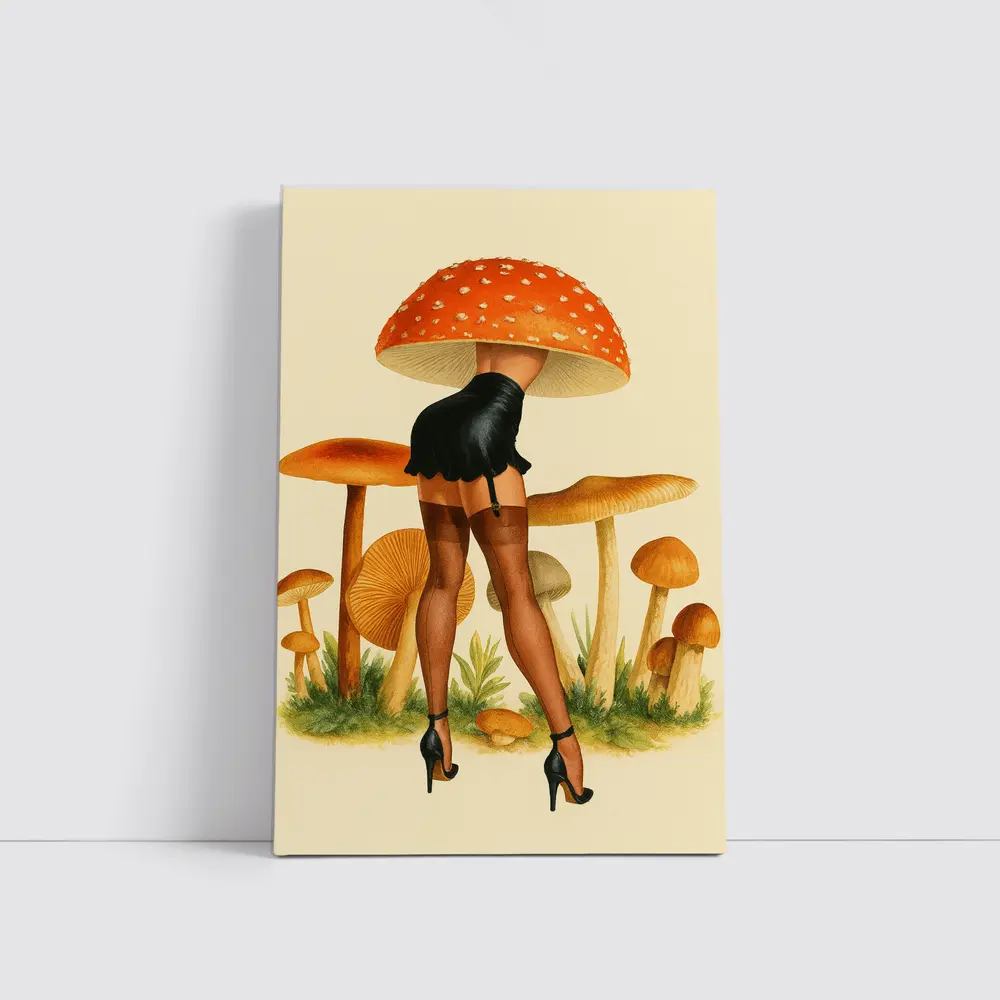 Mushroom Head Pin Up Woman Retro Art – Wall Art