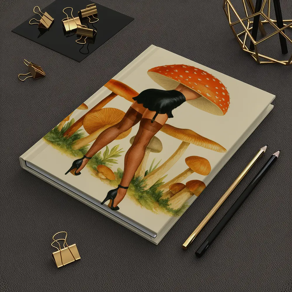 Mushroom Head Pin Up Woman Retro Art – Notebooks