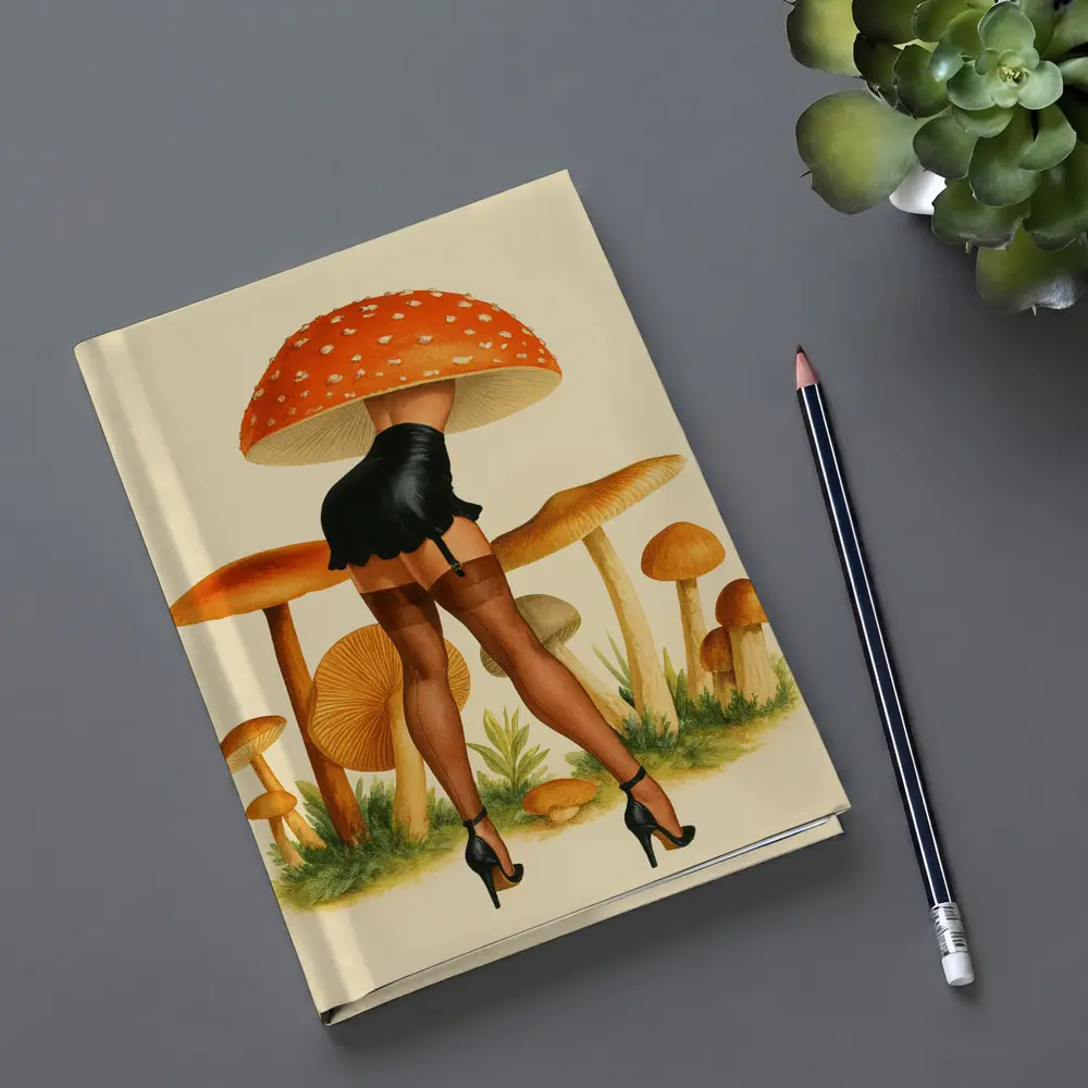 Mushroom Head Pin Up Woman Retro Art – Notebooks