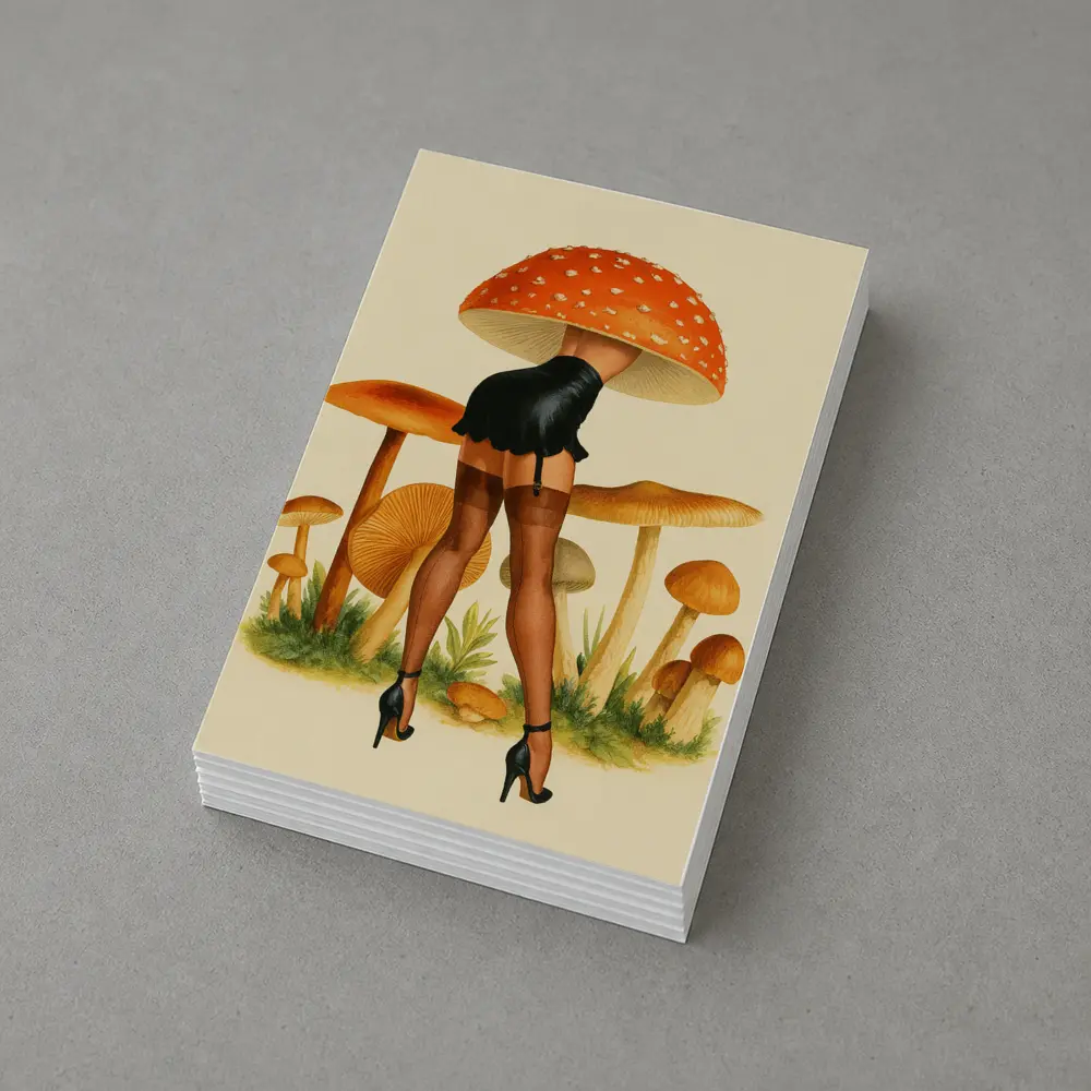 Mushroom Head Pin Up Woman Retro Art – Postcards