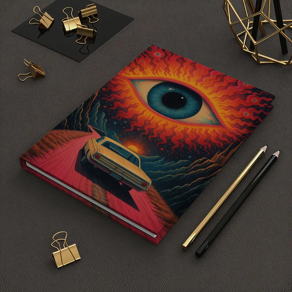 Psychedelic Eye Classic Car Desert Road – Notebooks