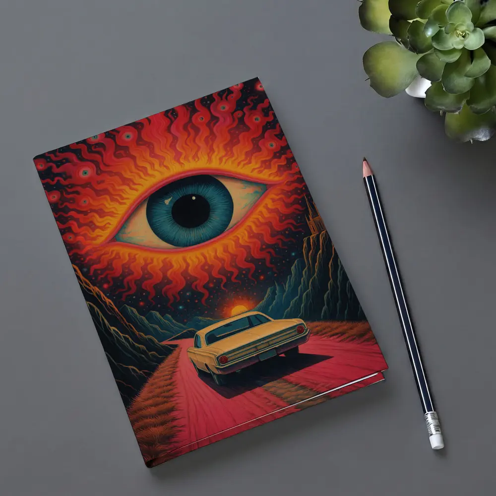Psychedelic Eye Classic Car Desert Road – Notebooks