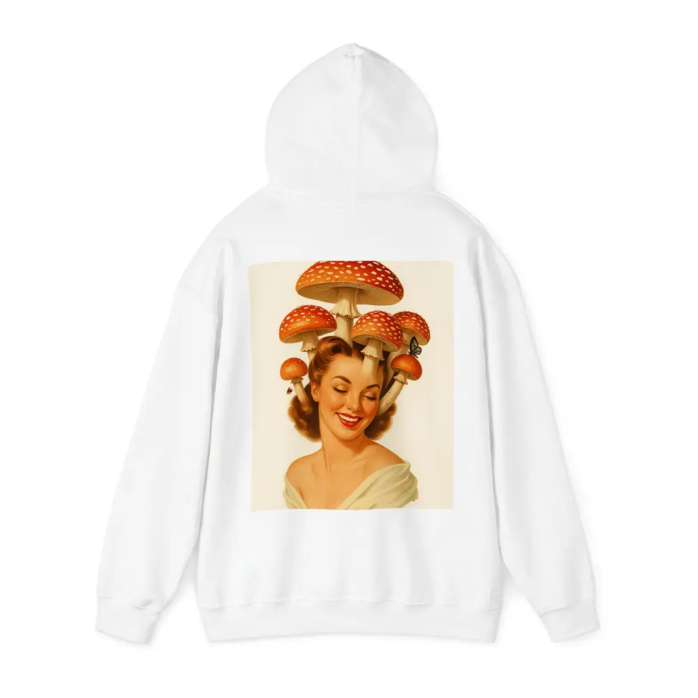 Retro Pin Up Woman Mushroom Hat Art – Hoodies