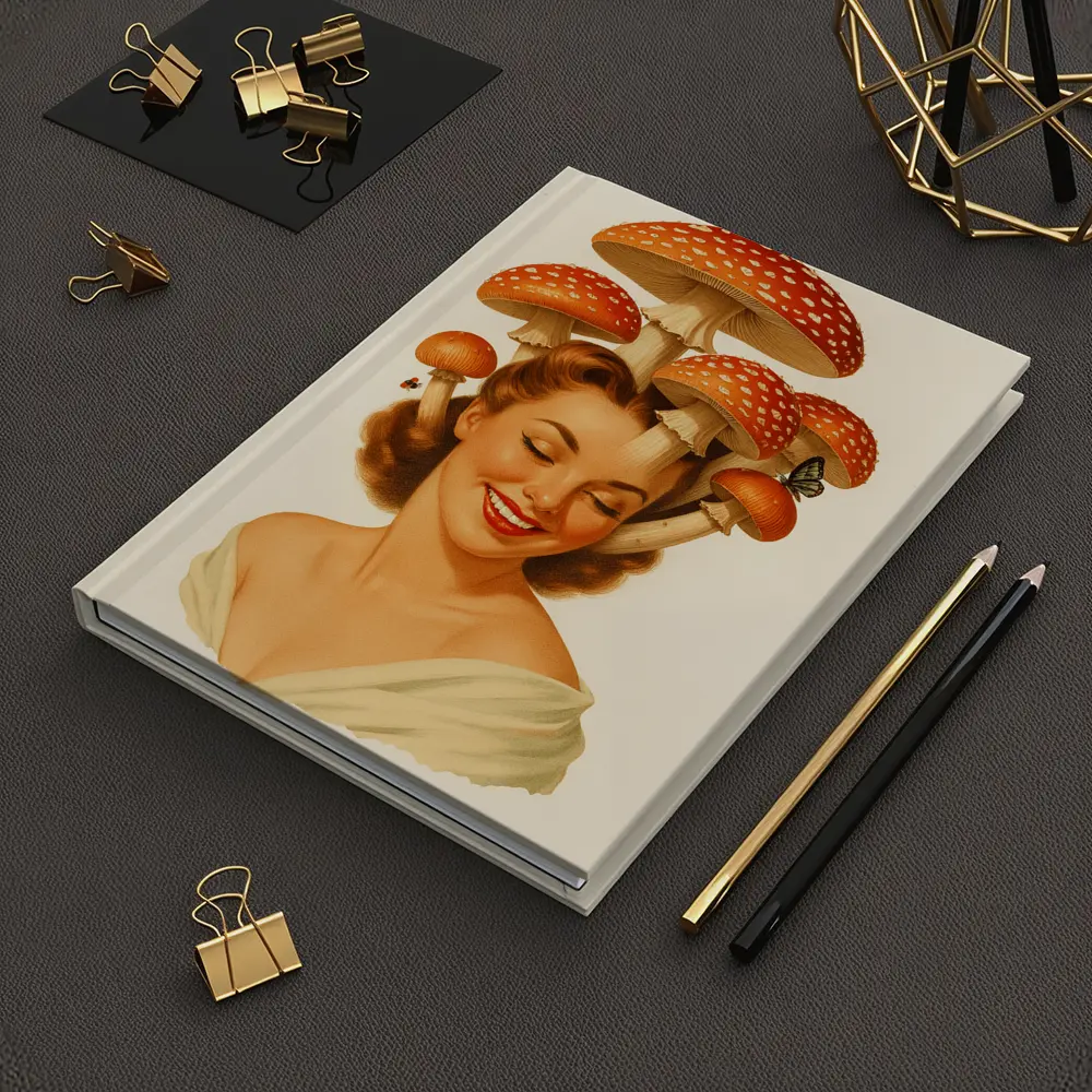 Retro Pin Up Woman Mushroom Hat Art – Notebooks