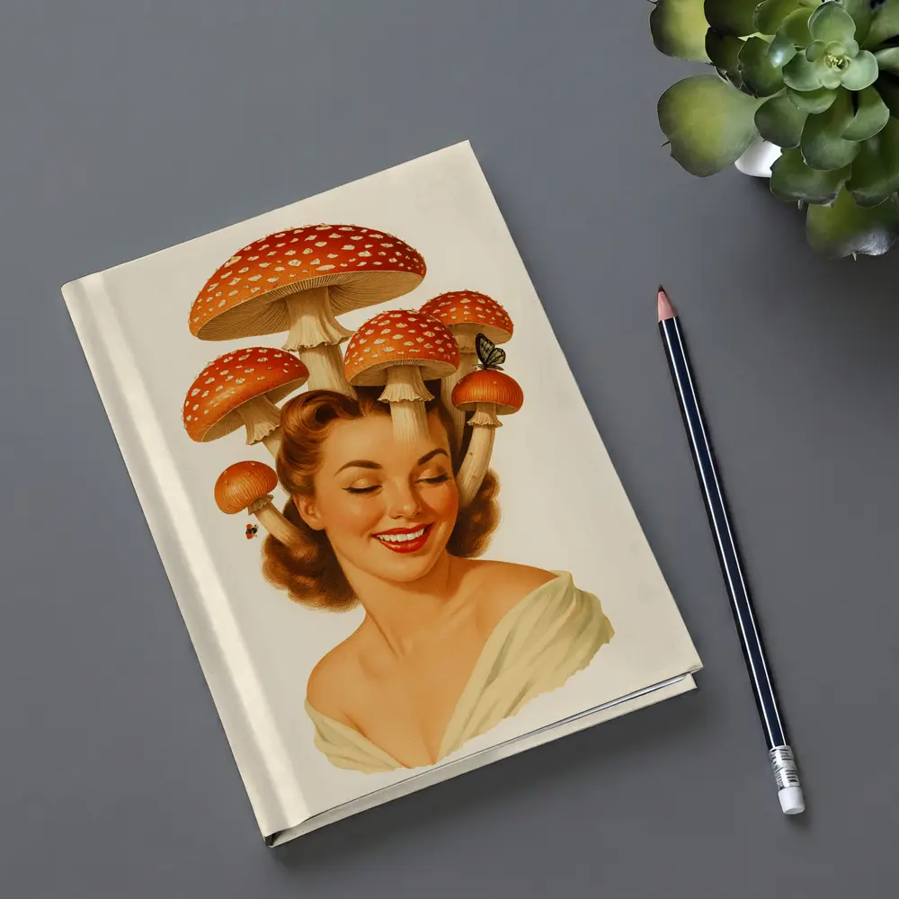 Retro Pin Up Woman Mushroom Hat Art – Notebooks