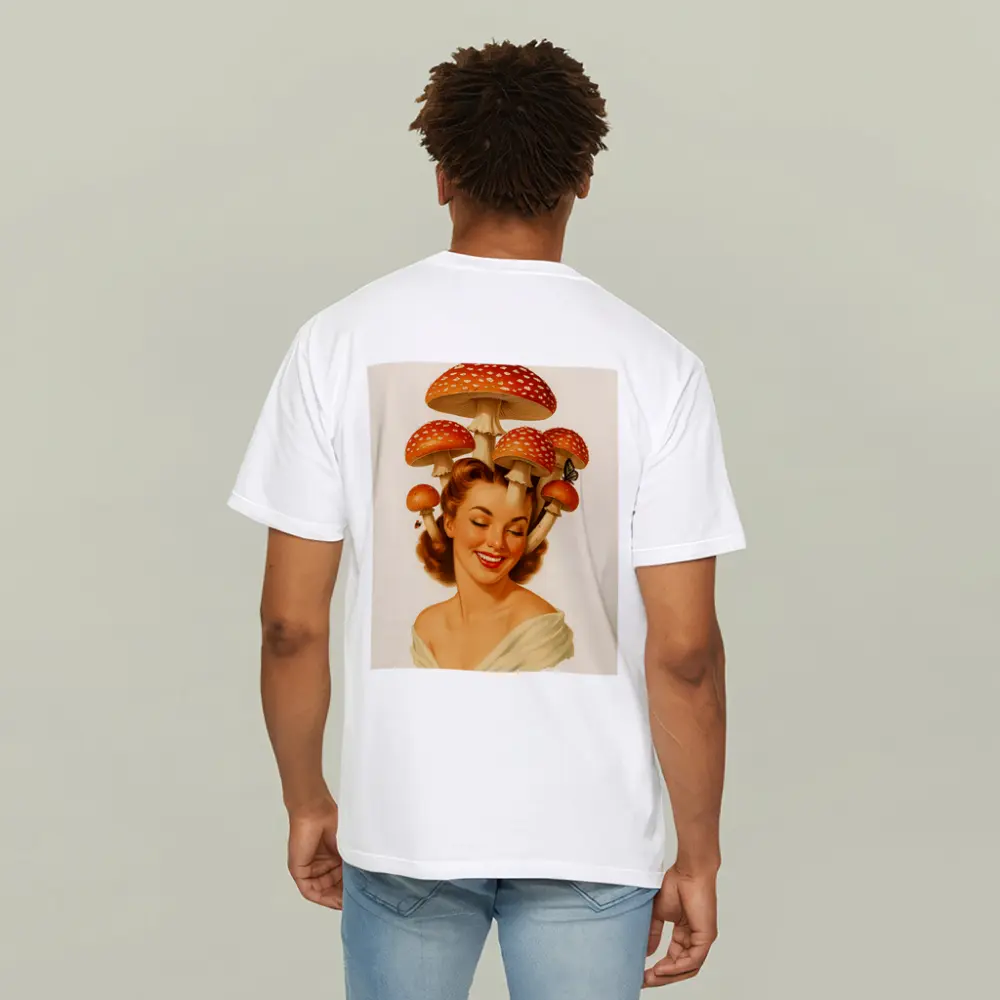 Retro Pin Up Woman Mushroom Hat Art – T-Shirts