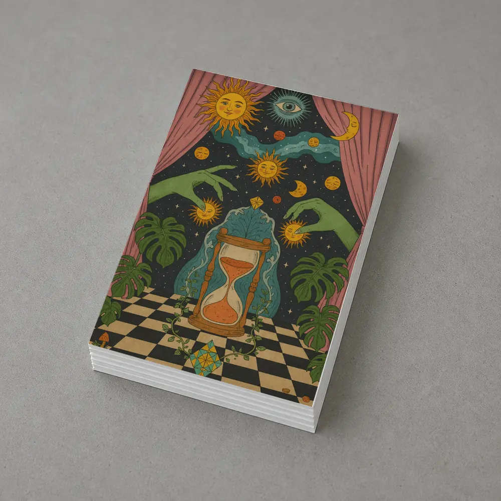 Mystical Hourglass Sun Moon Cosmic Art – Postcards