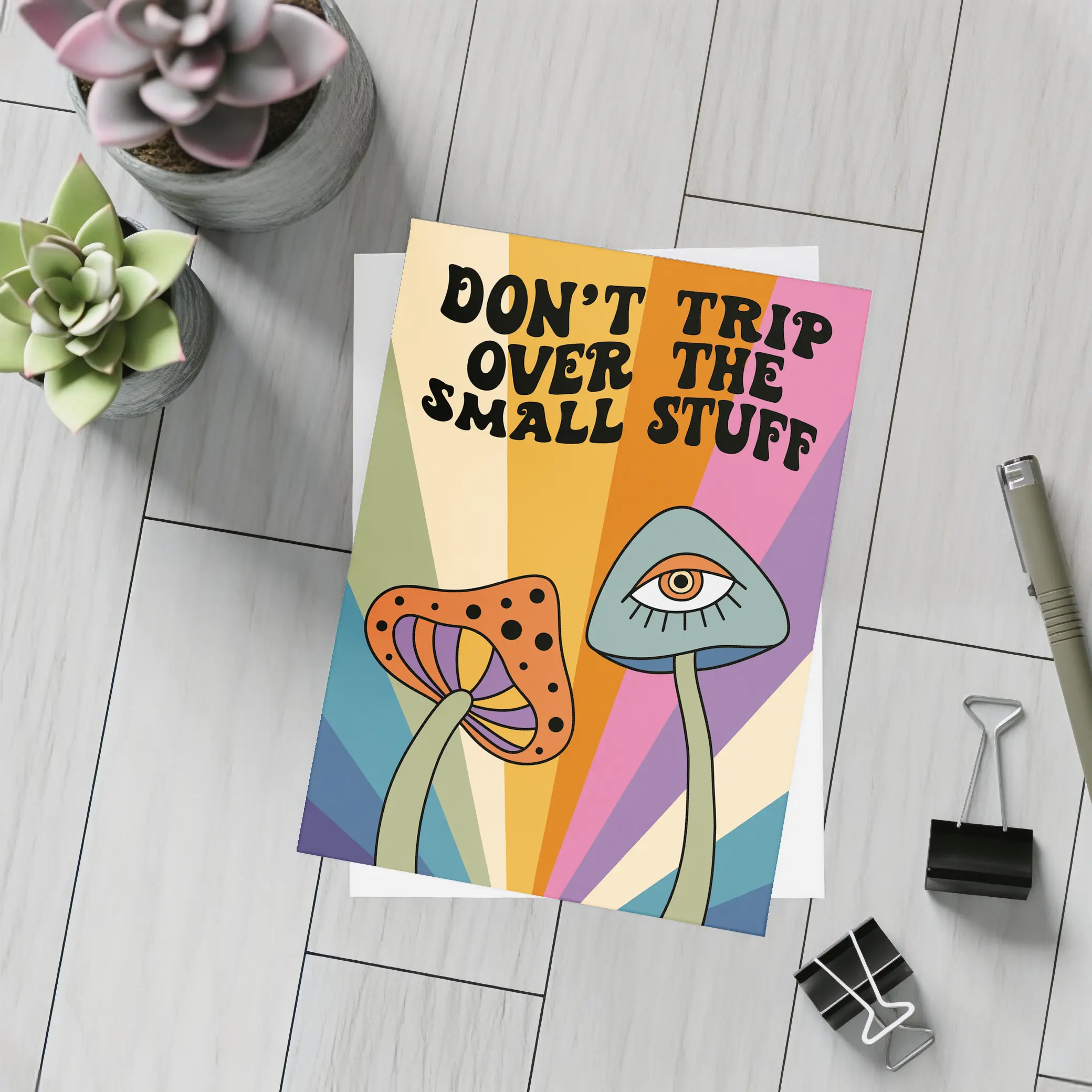 Don't Trip Over Small Stuff Retro Mushroom – Postcards