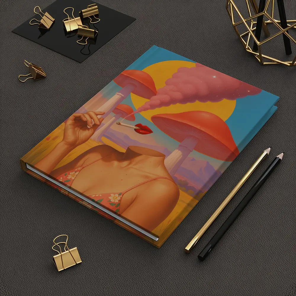 Surreal Woman Mushroom Desert Landscape Art – Notebooks