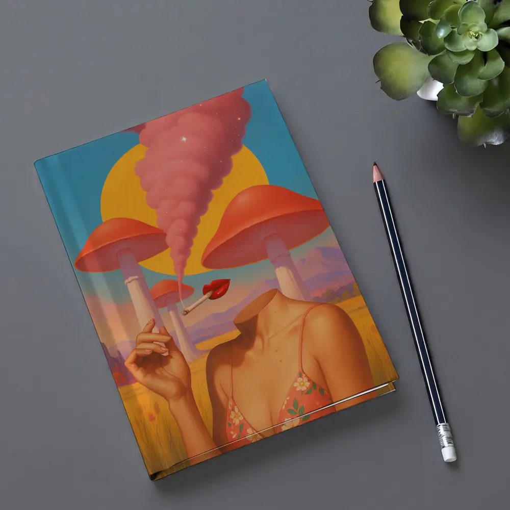 Surreal Woman Mushroom Desert Landscape Art – Notebooks