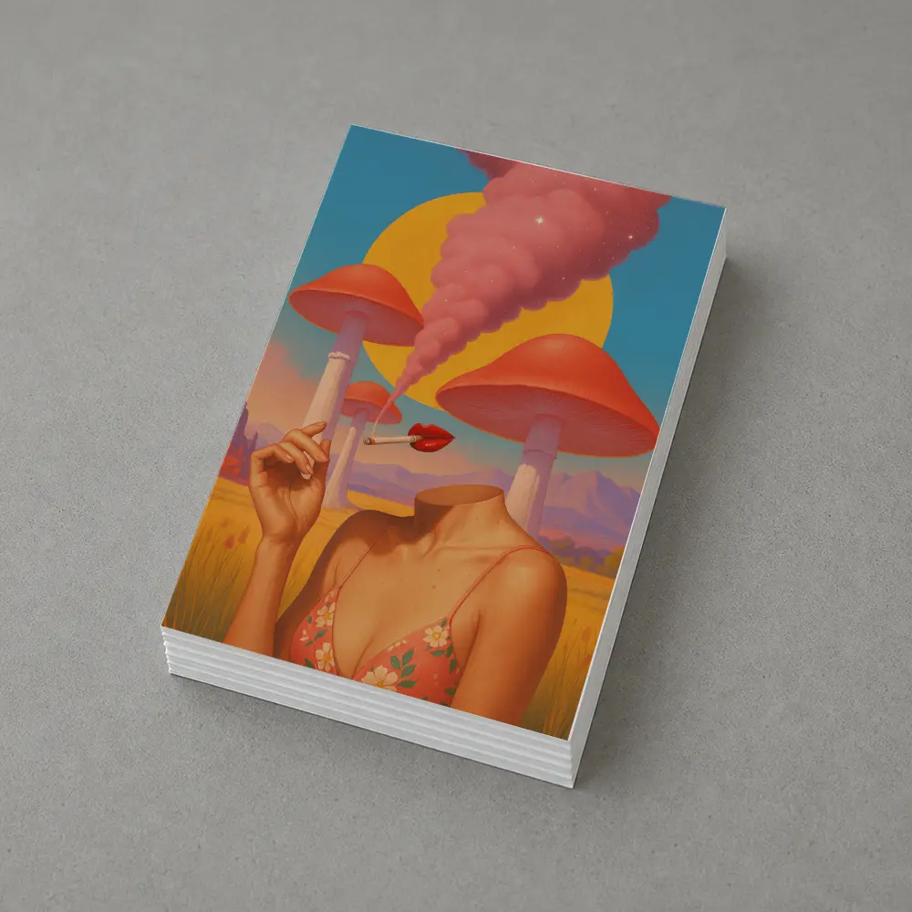 Surreal Woman Mushroom Desert Landscape Art – Postcards