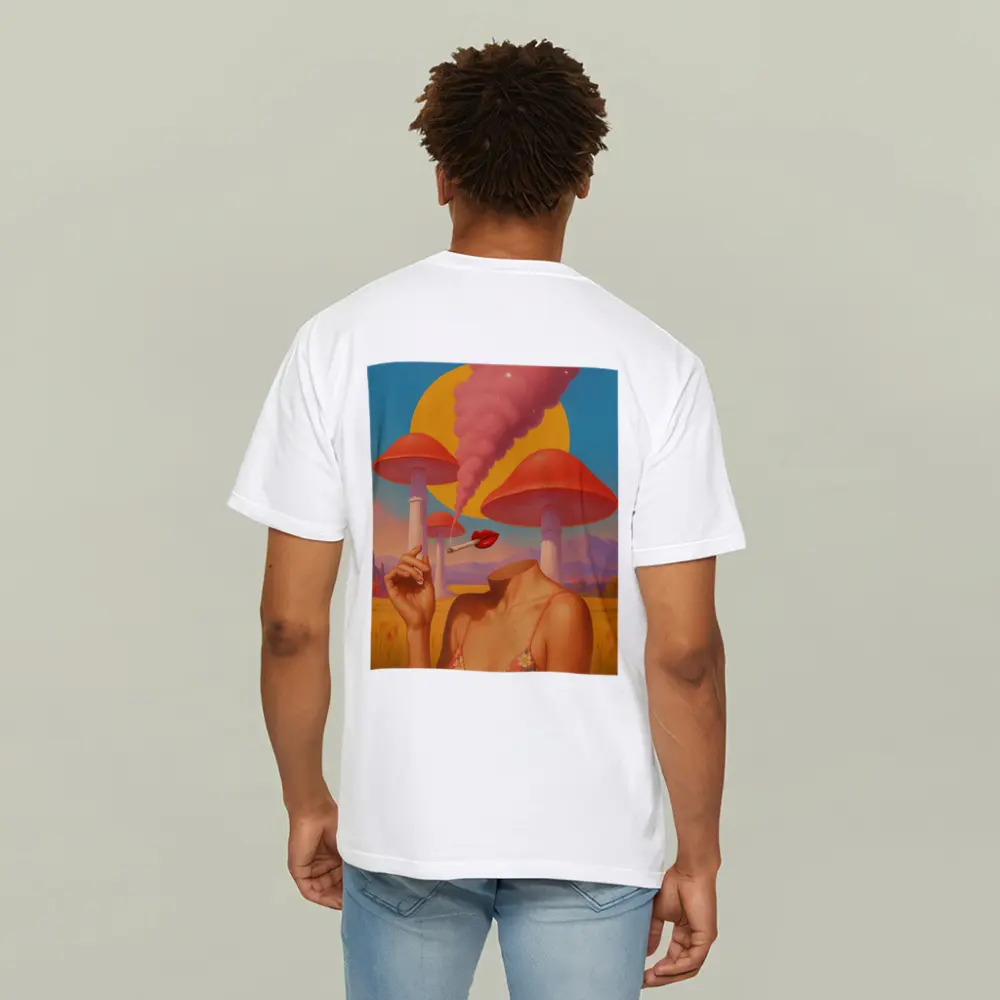 Surreal Woman Mushroom Desert Landscape Art – T-Shirts