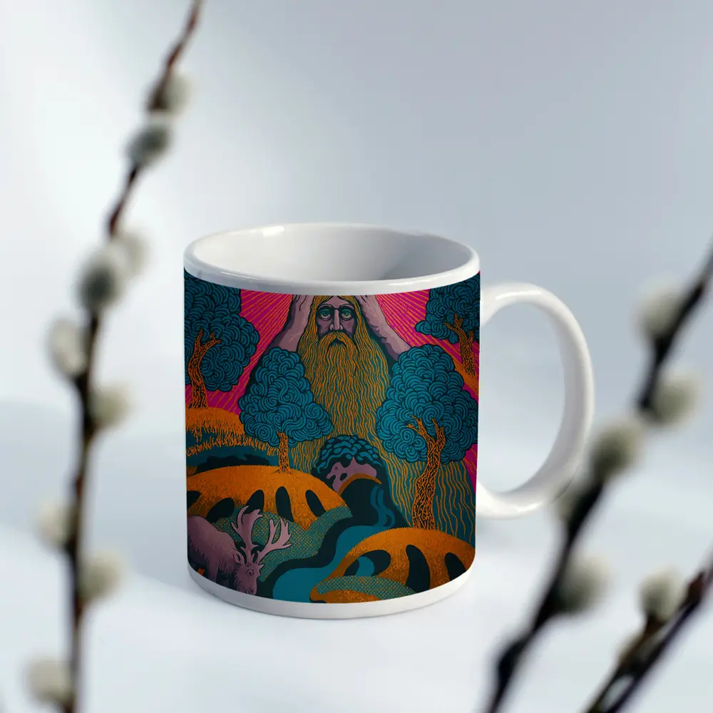 Psychedelic Forest God Eye Moose Landscape – Mugs