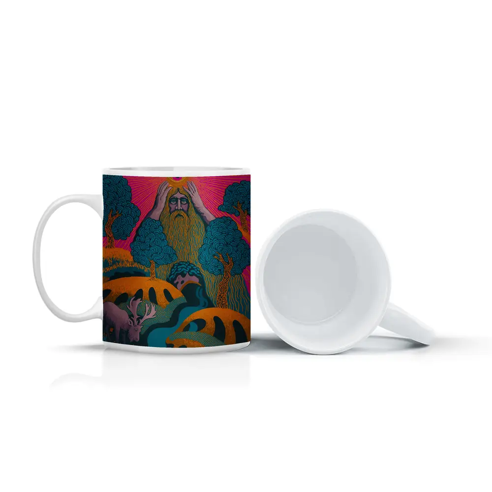 Psychedelic Forest God Eye Moose Landscape – Mugs