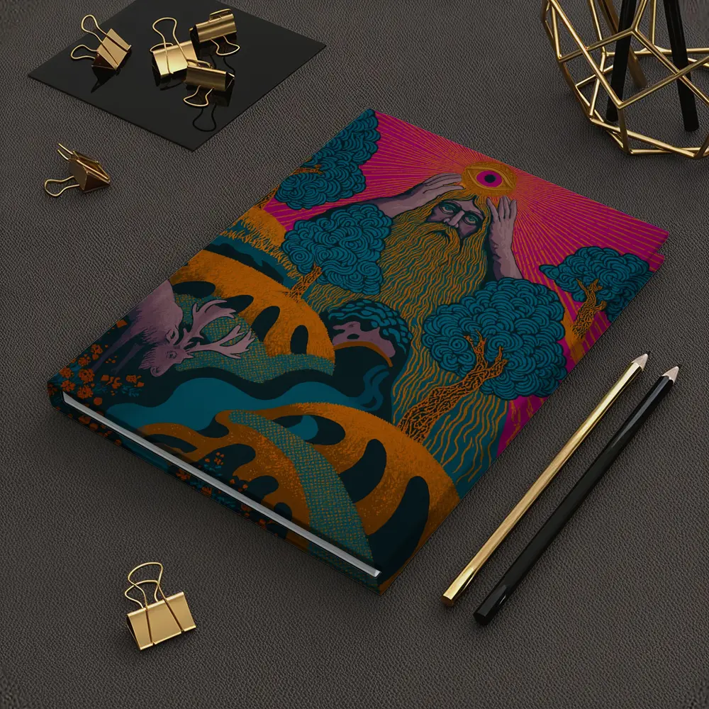 Psychedelic Forest God Eye Moose Landscape – Notebooks