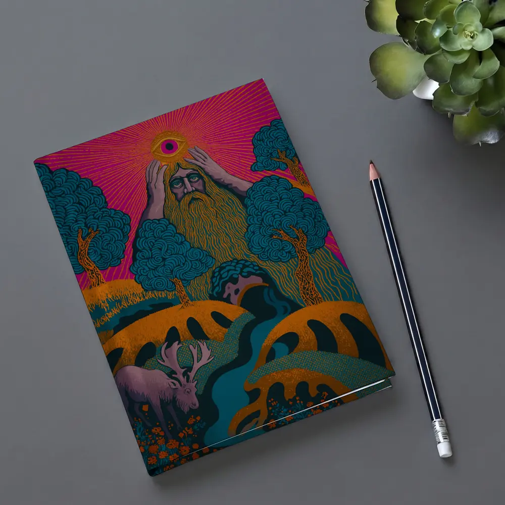 Psychedelic Forest God Eye Moose Landscape – Notebooks