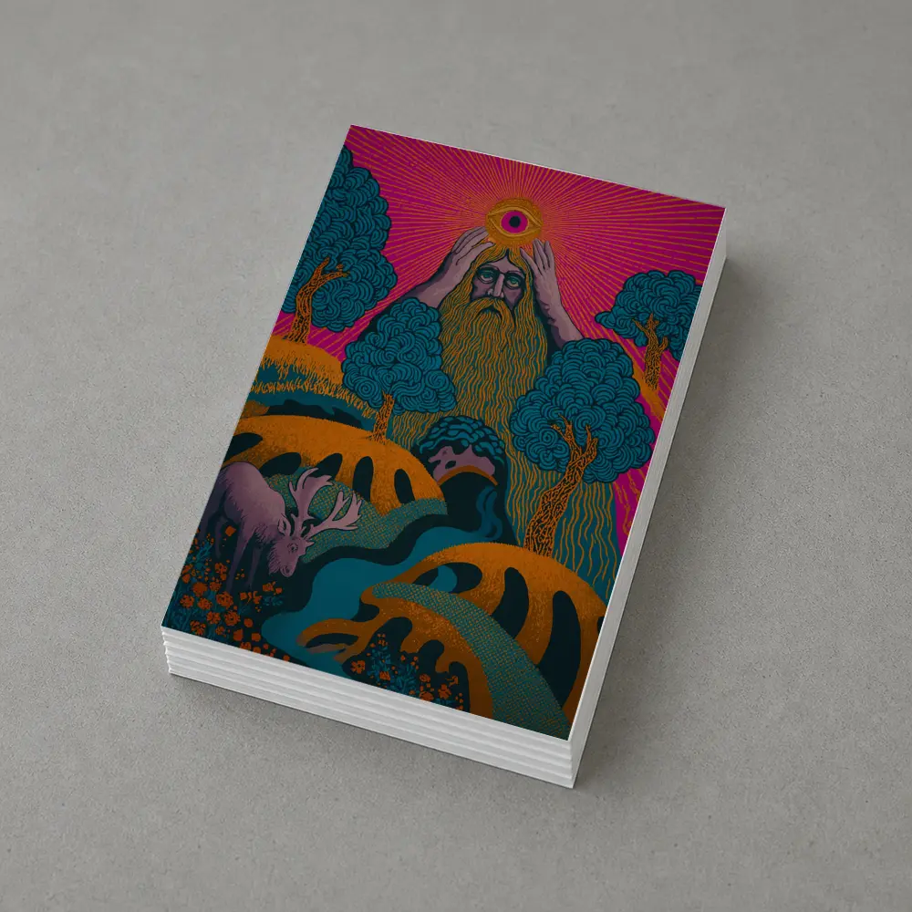 Psychedelic Forest God Eye Moose Landscape – Postcards