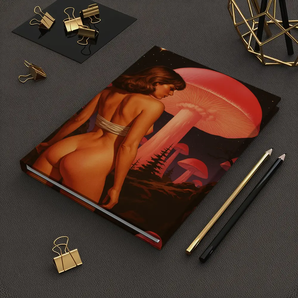 Nude Woman Giant Mushrooms Starry Night Fantasy – Notebooks