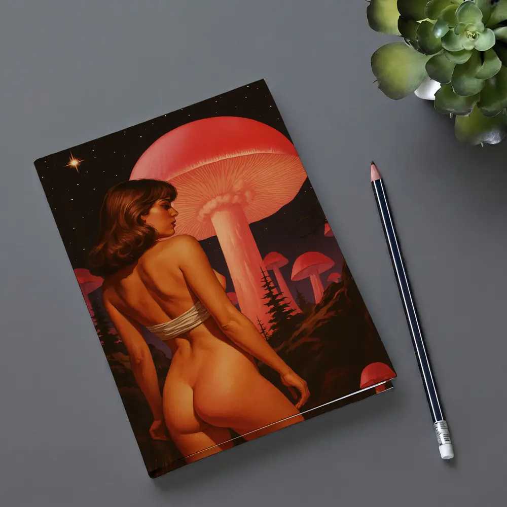 Nude Woman Giant Mushrooms Starry Night Fantasy – Notebooks