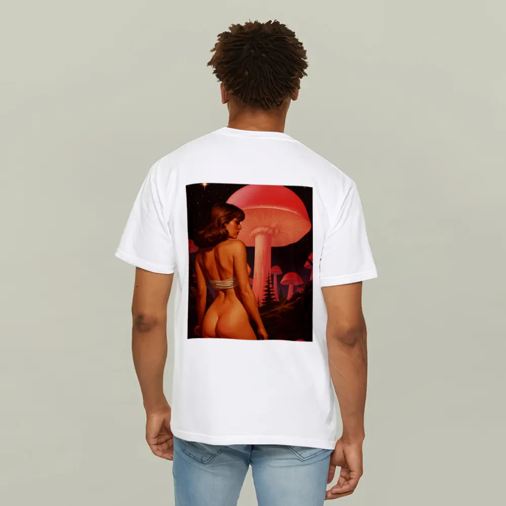 Nude Woman Giant Mushrooms Starry Night Fantasy – T-Shirts